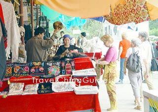 Products sold in the bazaar in Turpan